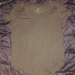 Olive Green V Neck